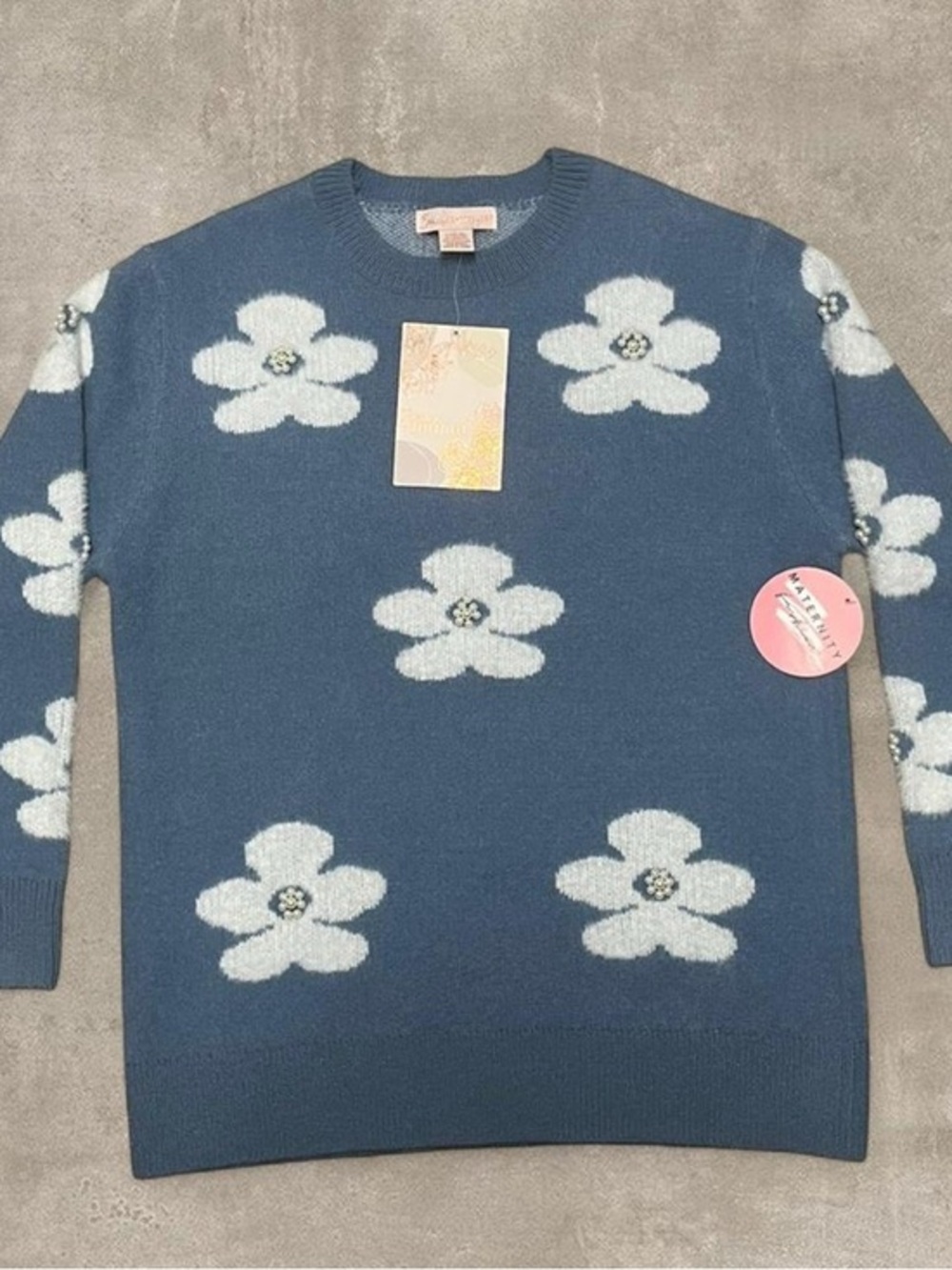 Blue Floral Crewneck Sweater - Cozy Men's Knit